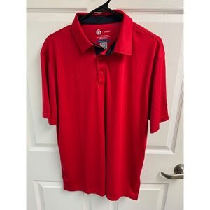 Chick-fil-A Oobe Mens Red Short Sleeve Uniform Polo Shirt Size Large Badge